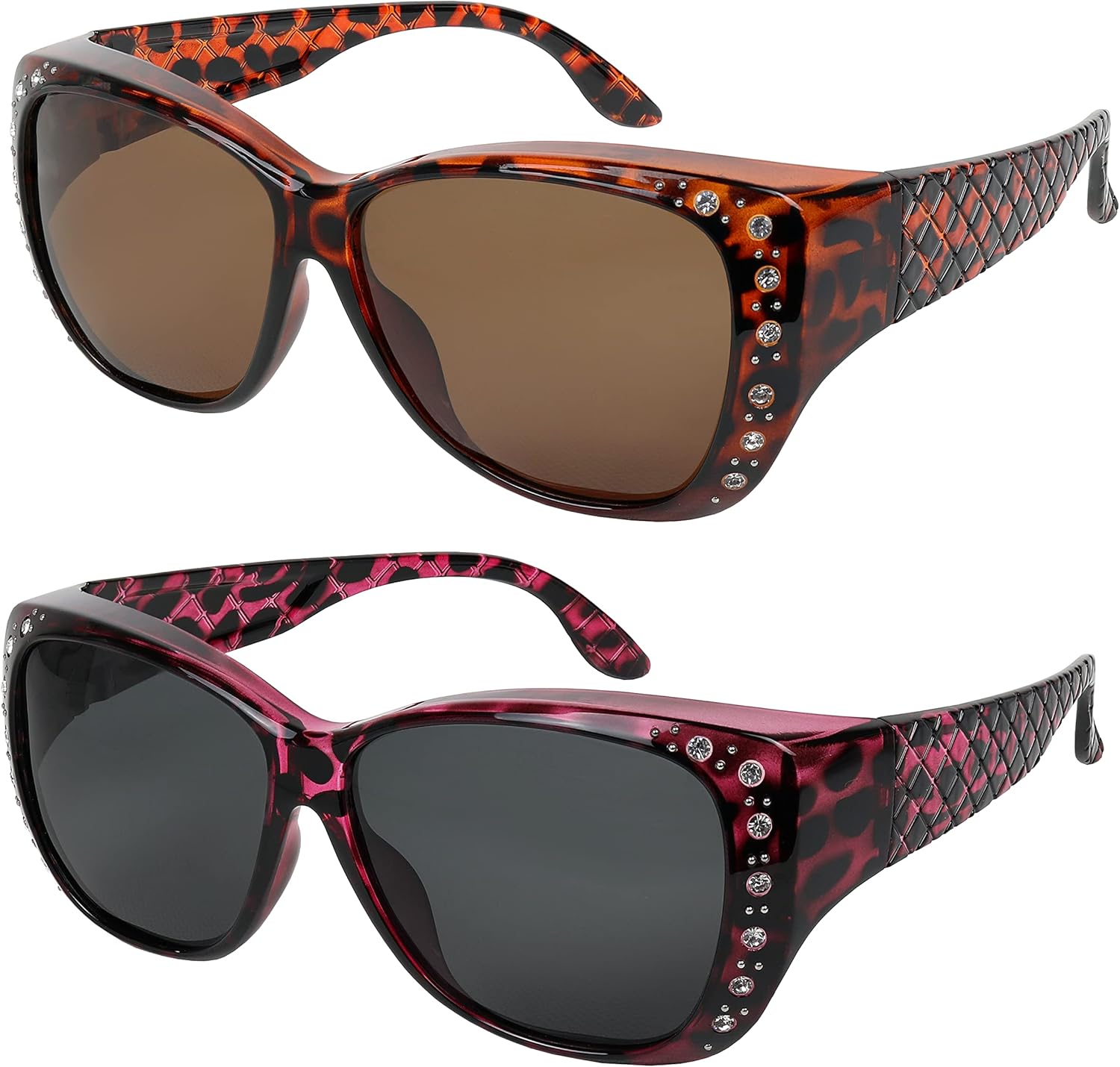 Солнцезащитные очки, надеваемые поверх обычных очков для женщин, с защитой от УФ-излучения, поляризованные и с HD-изображением, надеваемые поверх обычных очков Yogo Vision, 2 Pack: Havana Brown Lens,purple Grey Lens
Солнцезащитные очки, надеваемые поверх обычных очков для женщин, с защитой от УФ-излучения, поляризованные и с HD-изображением, надеваемые поверх обычных очков Yogo Vision, 2 Pack: Havana Brown Lens,purple Grey Lens