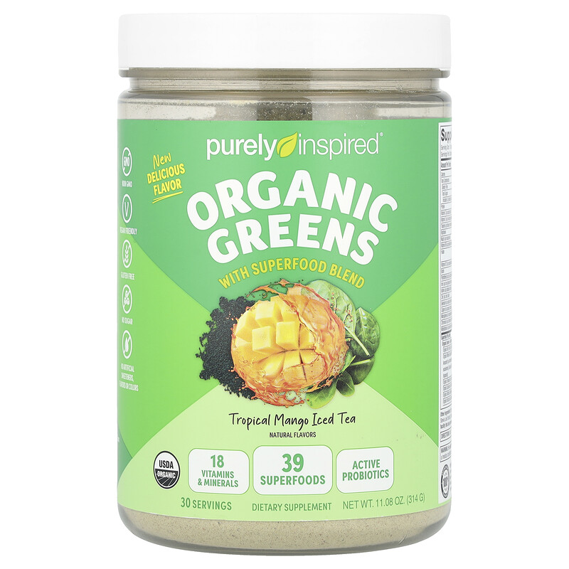 Purely Inspired, Organic Greens with Superfood Blend, Tropical Mango Iced Tea, 11.08 oz (314 g)
Purely Inspired, Organic Greens with Superfood Blend, Tropical Mango Iced Tea, 11.08 oz (314 g)