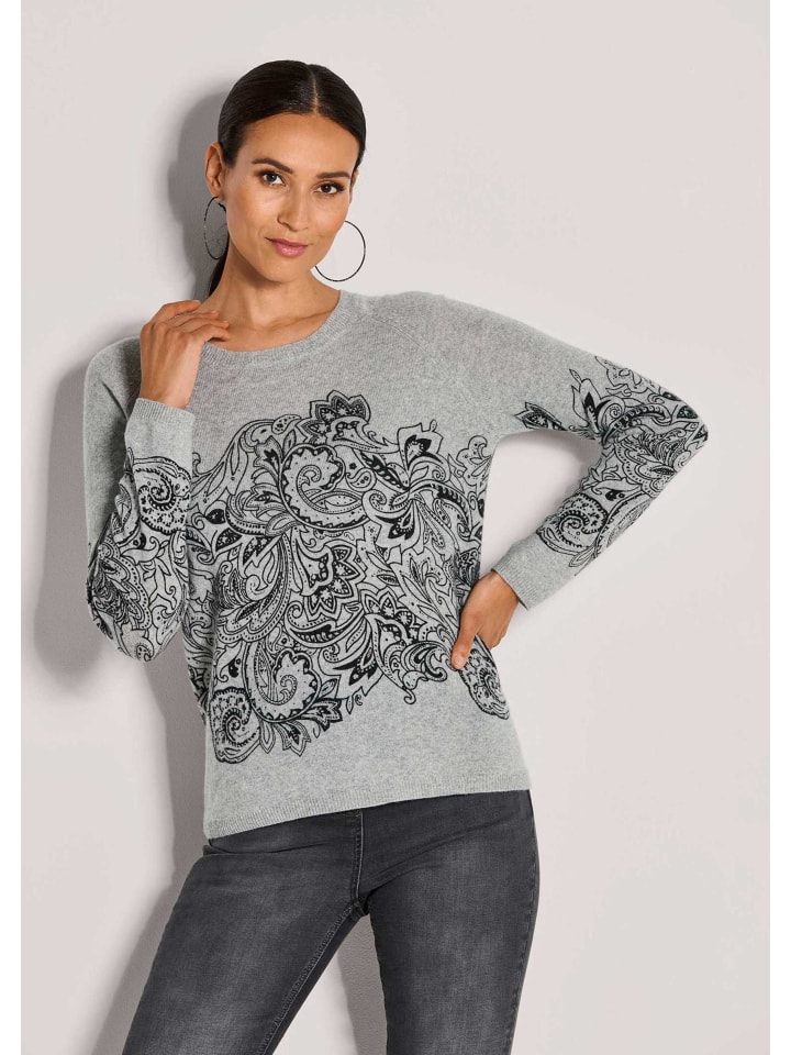 MADELEINE Кашемировый свитер с уникальным принтом в серебристо-сером/черном цвете
MADELEINE Кашемировый свитер с уникальным принтом в серебристо-сером/черном цвете