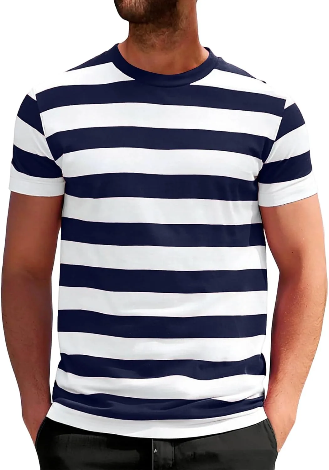 Мужская футболка с полосками для тренировок, круглый вырез, короткий рукав HYYGOCCTV
Мужская футболка с полосками для тренировок, круглый вырез, короткий рукав HYYGOCCTV