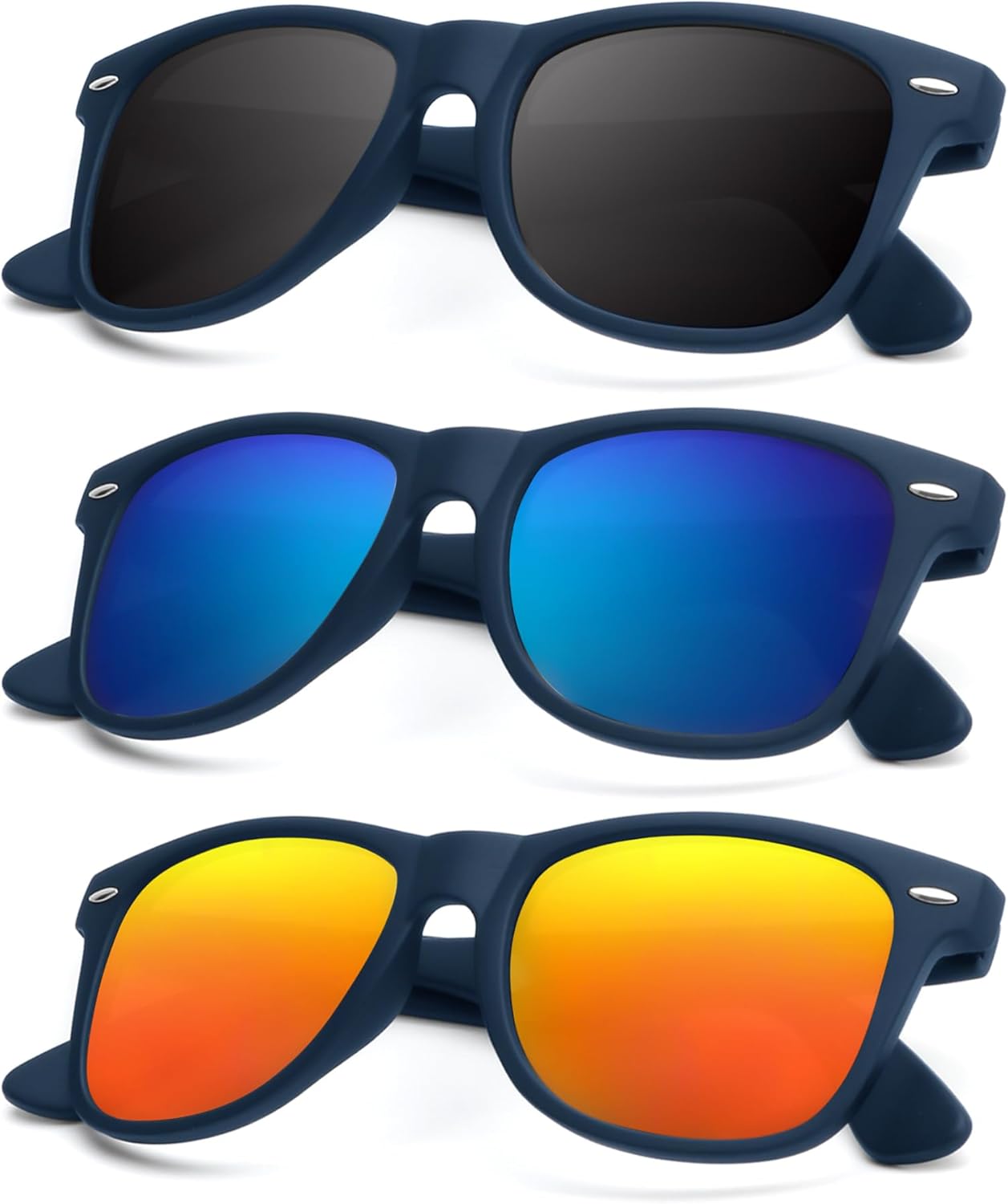 Поляризованные солнцезащитные очки KALIYADI для мужчин и женщин, матовые линзы, цветные зеркальные линзы, защита от УФ-излучения (3 шт.), Dark Blue Frame | Black/Dark Blue/Red
Поляризованные солнцезащитные очки KALIYADI для мужчин и женщин, матовые линзы, цветные зеркальные линзы, защита от УФ-излучения (3 шт.), Dark Blue Frame | Black/Dark Blue/Red
