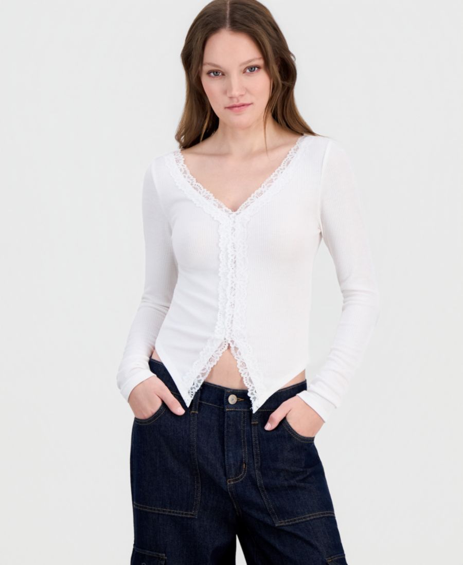 Детская ребристая блузка с длинными рукавами и кружевной отделкой Derek Heart, Egret
Детская ребристая блузка с длинными рукавами и кружевной отделкой Derek Heart, Egret