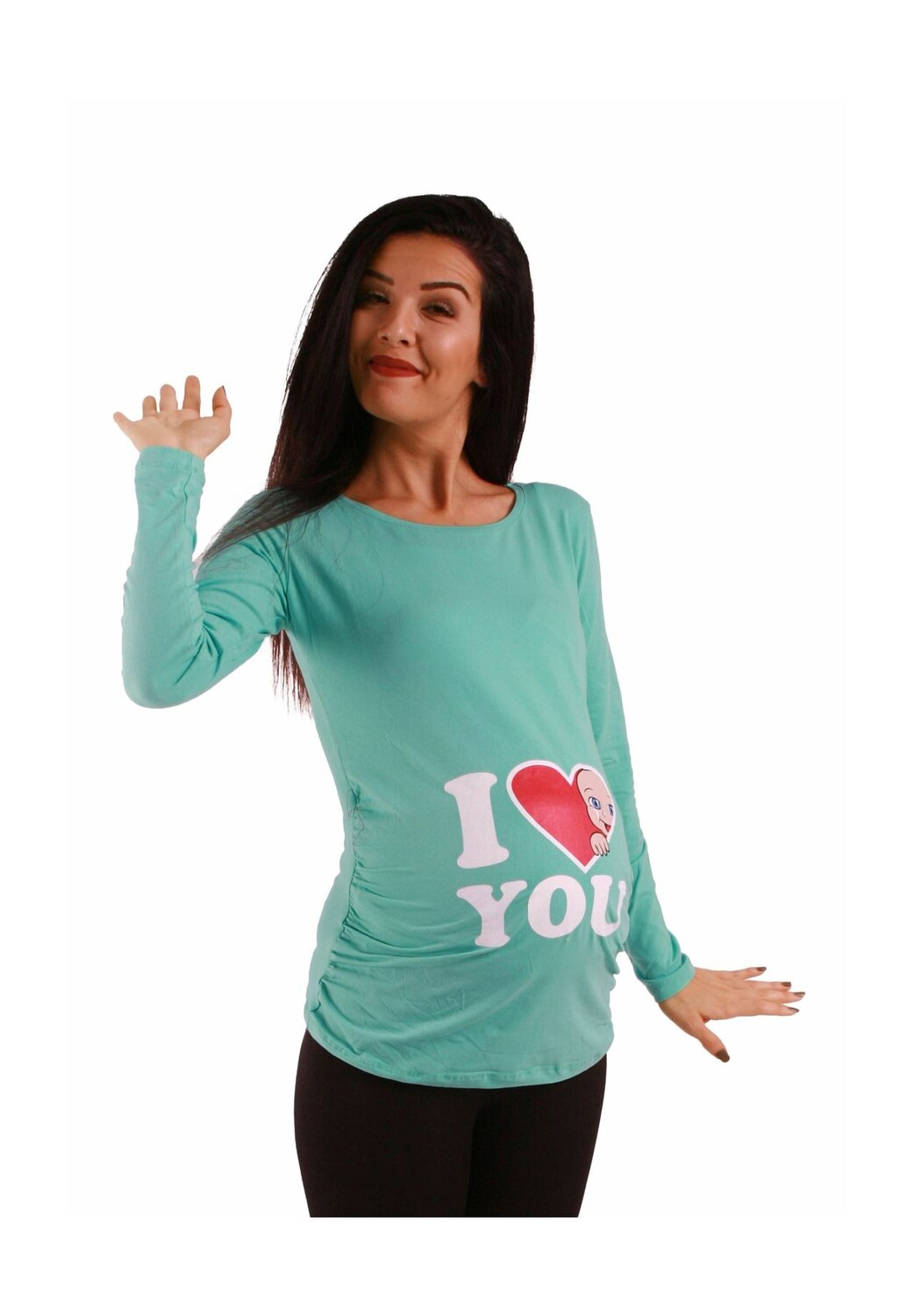 Рубашка для беременных с длинными рукавами и мотивом I Love You M.M.C., мятный
Рубашка для беременных с длинными рукавами и мотивом I Love You M.M.C., мятный