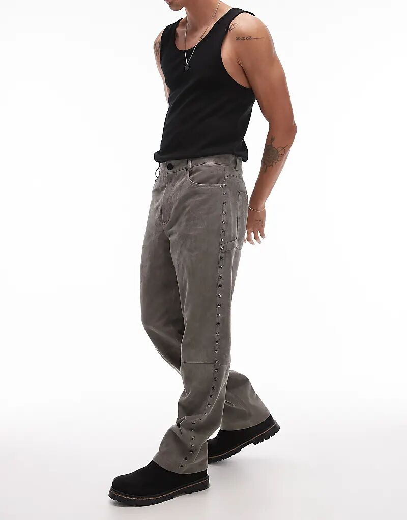 Прямые замшевые брюки премиум-класса с заклепками серого цвета Topman
Прямые замшевые брюки премиум-класса с заклепками серого цвета Topman