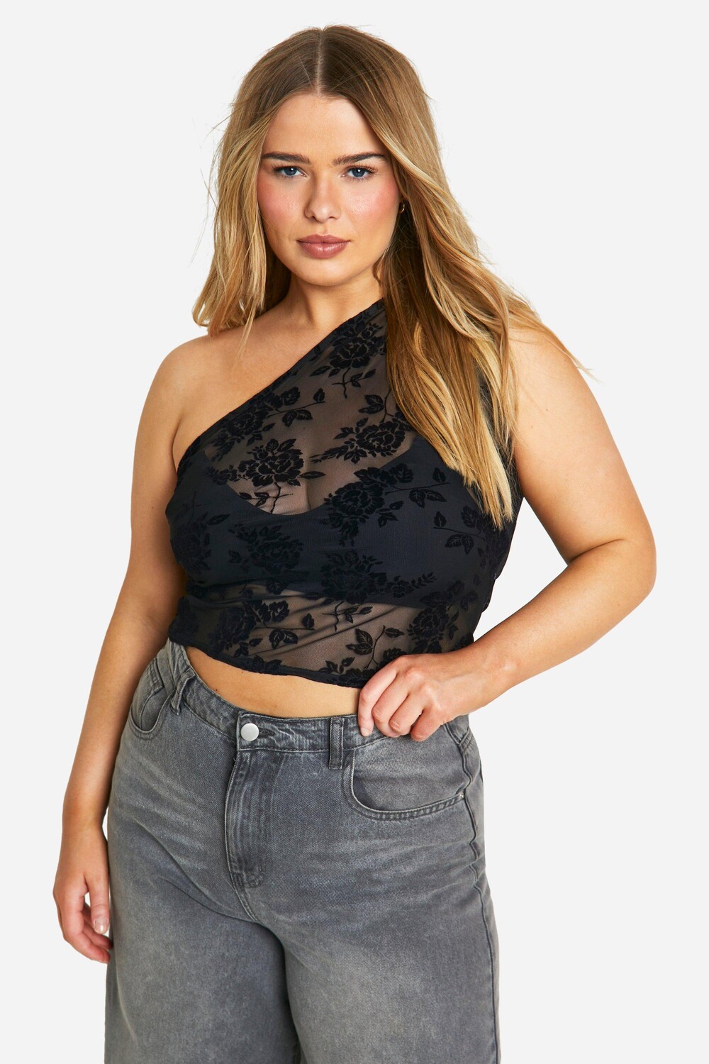 Топ на одно плечо с флокированным цветочным принтом boohoo, черный
Топ на одно плечо с флокированным цветочным принтом boohoo, черный