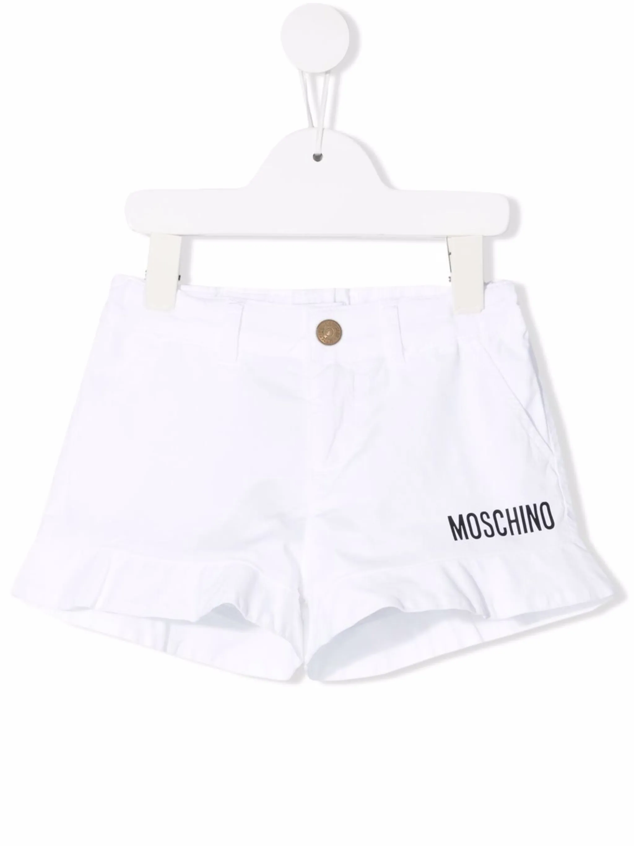Джинсовые шорты с оборками Moschino Kids, белый
Джинсовые шорты с оборками Moschino Kids, белый