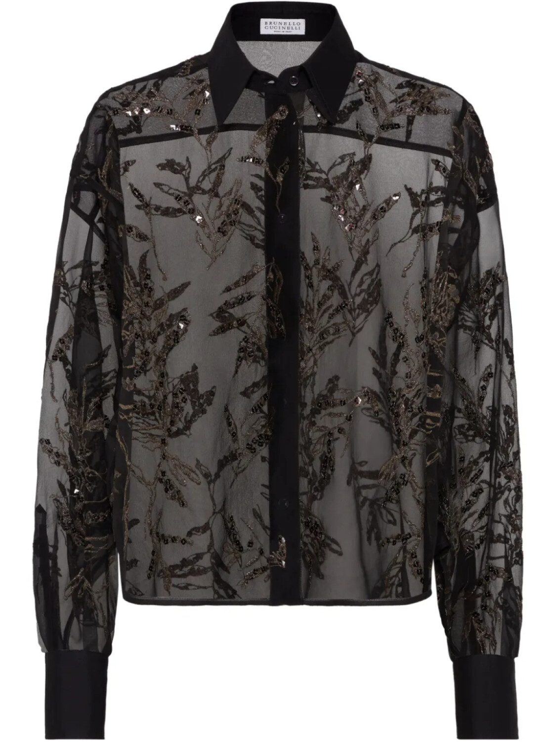 Brunello Cucinelli шелковая рубашка с вышивкой Herbarium, черный
Brunello Cucinelli шелковая рубашка с вышивкой Herbarium, черный