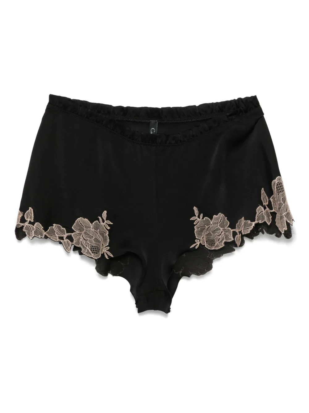 Шелковые шорты с кружевом Calais Caudry Carine Gilson, черный 
Шелковые шорты с кружевом Calais Caudry Carine Gilson, черный