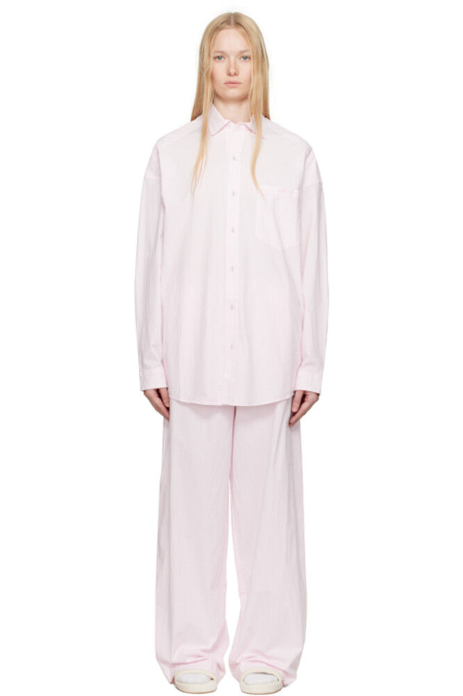 Пижамный комплект большого размера для сна из розового и белого хлопкового поплина SKIMS
Пижамный комплект большого размера для сна из розового и белого хлопкового поплина SKIMS