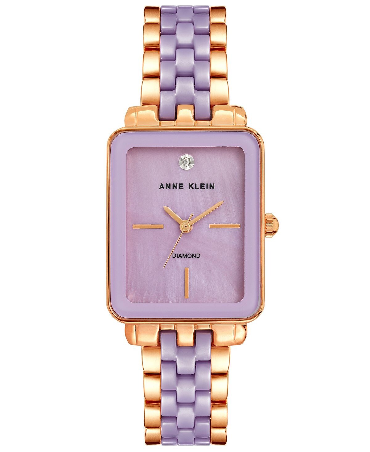 Женские часы-браслет из кварцевого сплава розового золота с тремя стрелками и керамическими звеньями лавандового цвета, 32 мм Anne Klein
Женские часы-браслет из кварцевого сплава розового золота с тремя стрелками и керамическими звеньями лавандового цвета, 32 мм Anne Klein