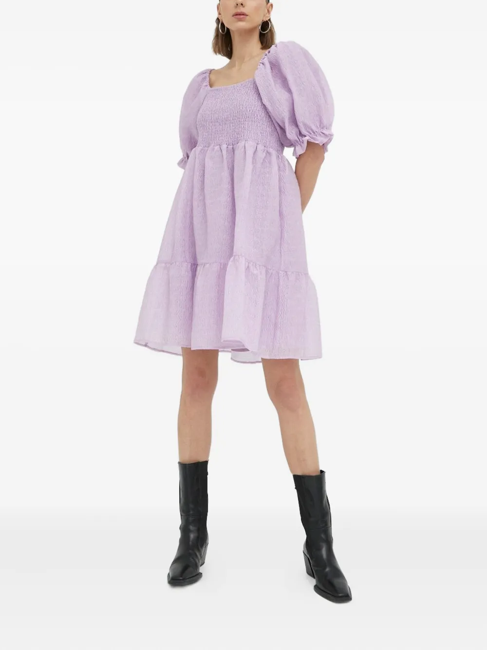 Ярусное платье мини с объемными рукавами Bruuns Bazaar, фиолетовый
Ярусное платье мини с объемными рукавами Bruuns Bazaar, фиолетовый