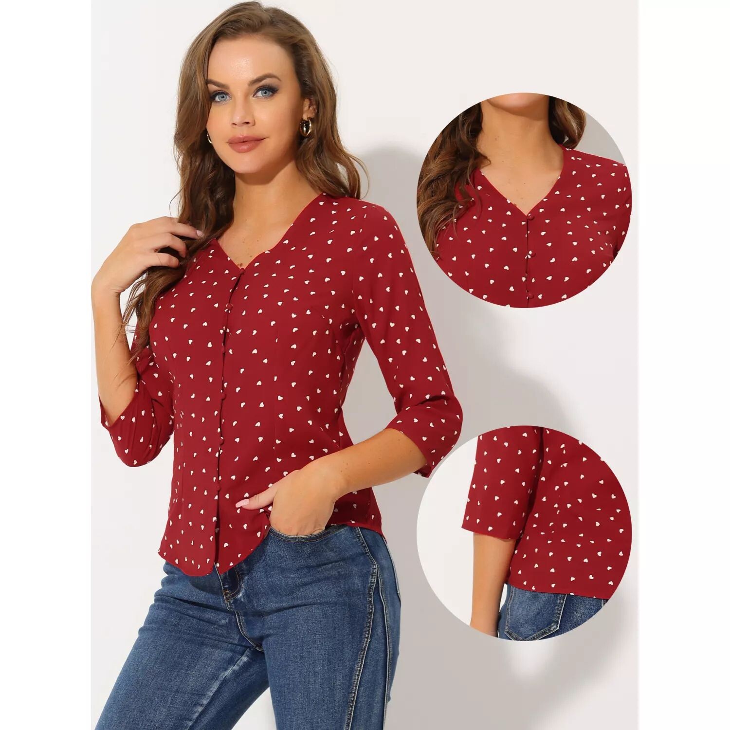 Женская повседневная блузка на пуговицах с рукавом 3/4 в горошек, топ ALLEGRA K, темно-синий
Женская повседневная блузка на пуговицах с рукавом 3/4 в горошек, топ ALLEGRA K, темно-синий