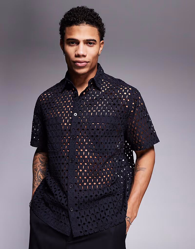 Рубашка свободного кроя с вышивкой премиум-класса черного цвета Asos Design
Рубашка свободного кроя с вышивкой премиум-класса черного цвета Asos Design