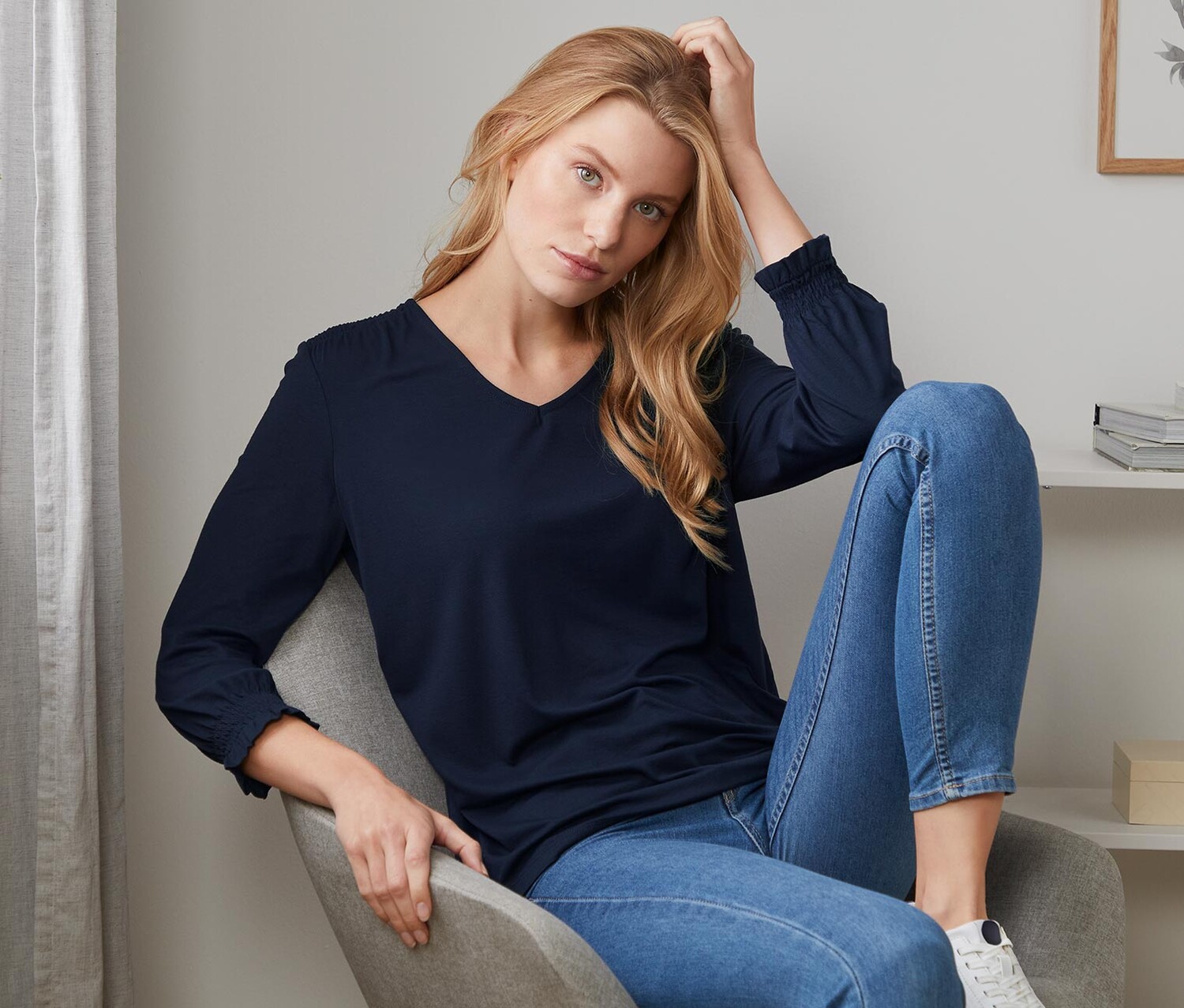 Блузка-рубашка с рукавом 3/4 Tchibo, темно-синий
Блузка-рубашка с рукавом 3/4 Tchibo, темно-синий