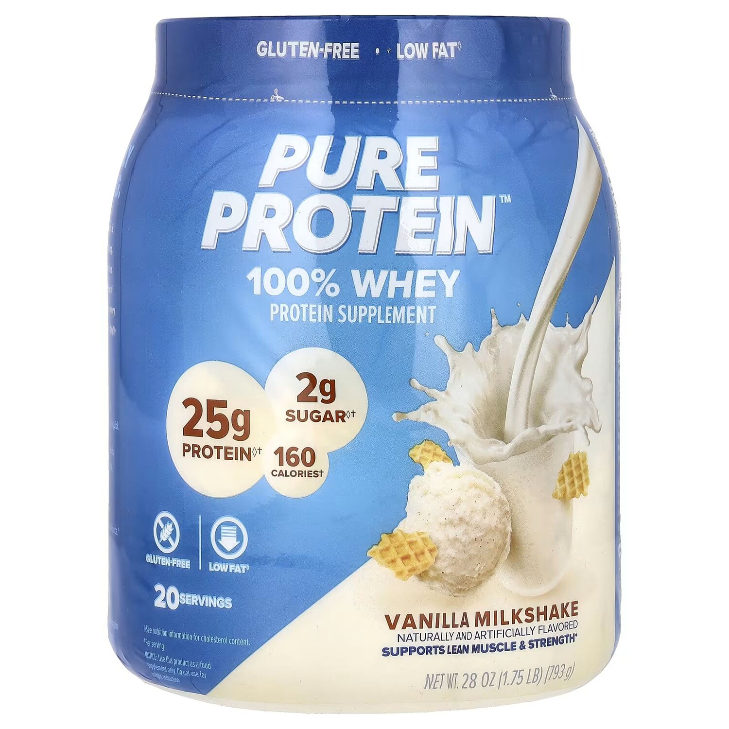 100% Сывороточный протеин, ванильный молочный коктейль, 1,75 фунта (793 г) Pure Protein
100% Сывороточный протеин, ванильный молочный коктейль, 1,75 фунта (793 г) Pure Protein