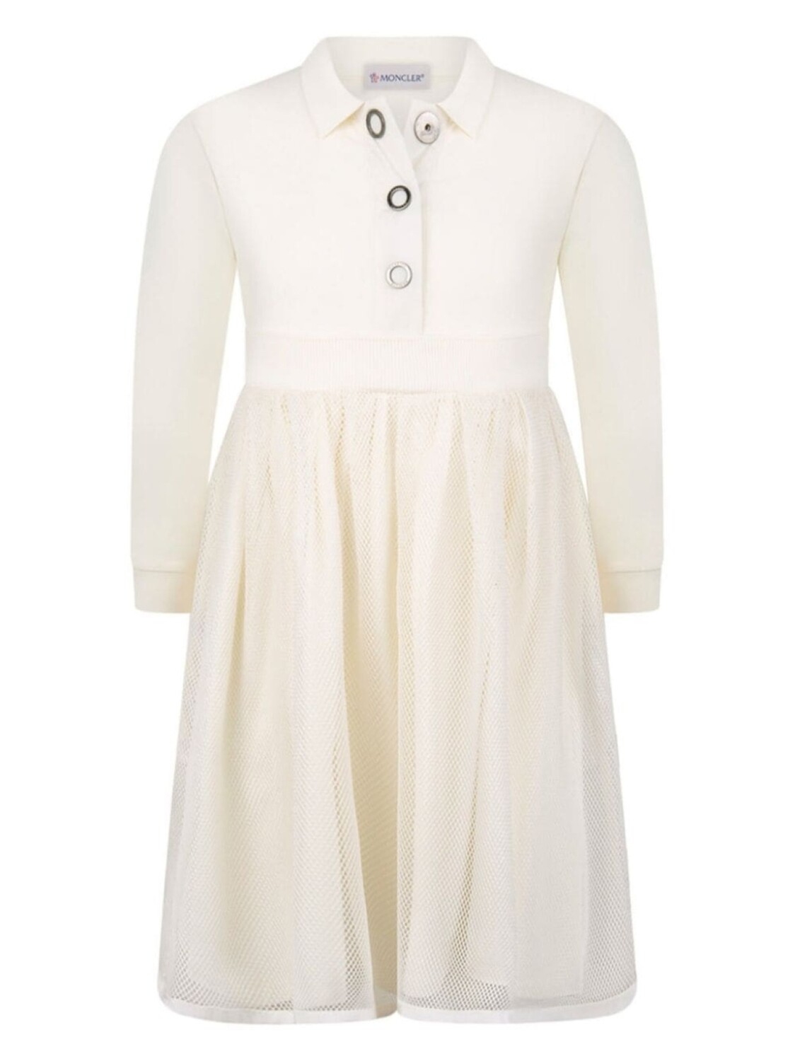 Трикотажное платье из сетчатой вставки с логотипом Moncler Enfant, бежевый
Трикотажное платье из сетчатой вставки с логотипом Moncler Enfant, бежевый