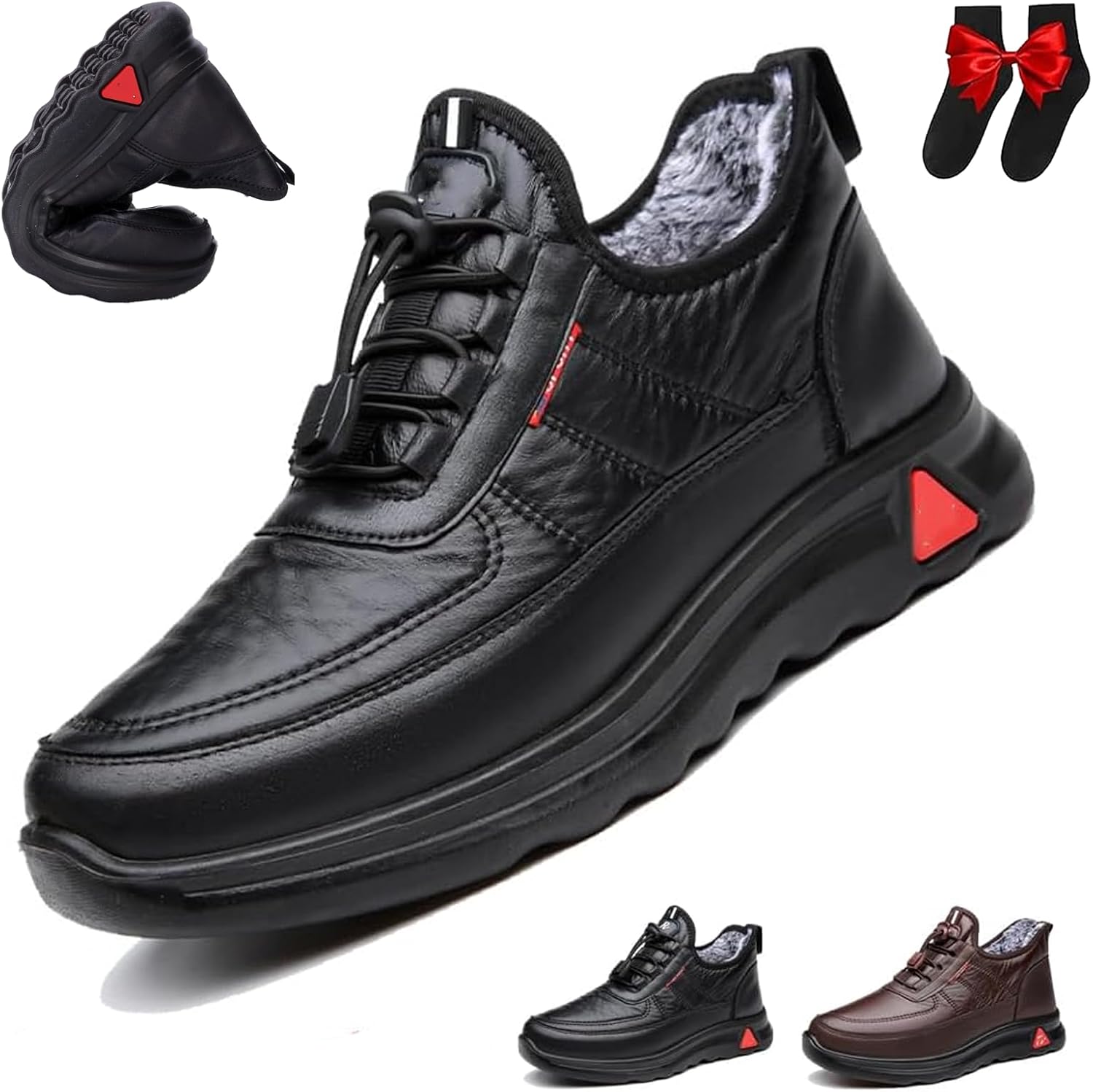 Мужские зимние сапоги GHTRHSB с кожей и теплой меховой подкладкой, водонепроницаемые ботинки без шнурков, удобные, легкие повседневные лоферы для прогулок для среднего возраста и пожилых, черный
Мужские зимние сапоги GHTRHSB с кожей и теплой меховой подкладкой, водонепроницаемые ботинки без шнурков, удобные, легкие повседневные лоферы для прогулок для среднего возраста и пожилых, черный