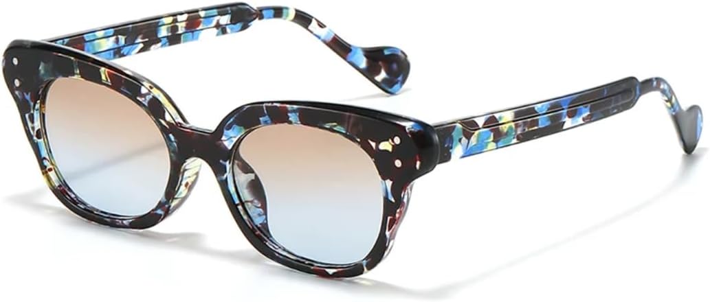 Солнцезащитные очки для мужчин и женщин - защита UV400 - градиентные линзы Cat Eye Rivets Punk для занятий спортом на открытом воздухе и вождения DSVIGF, Pattern Tea Blue
Солнцезащитные очки для мужчин и женщин - защита UV400 - градиентные линзы Cat Eye Rivets Punk для занятий спортом на открытом воздухе и вождения DSVIGF, Pattern Tea Blue