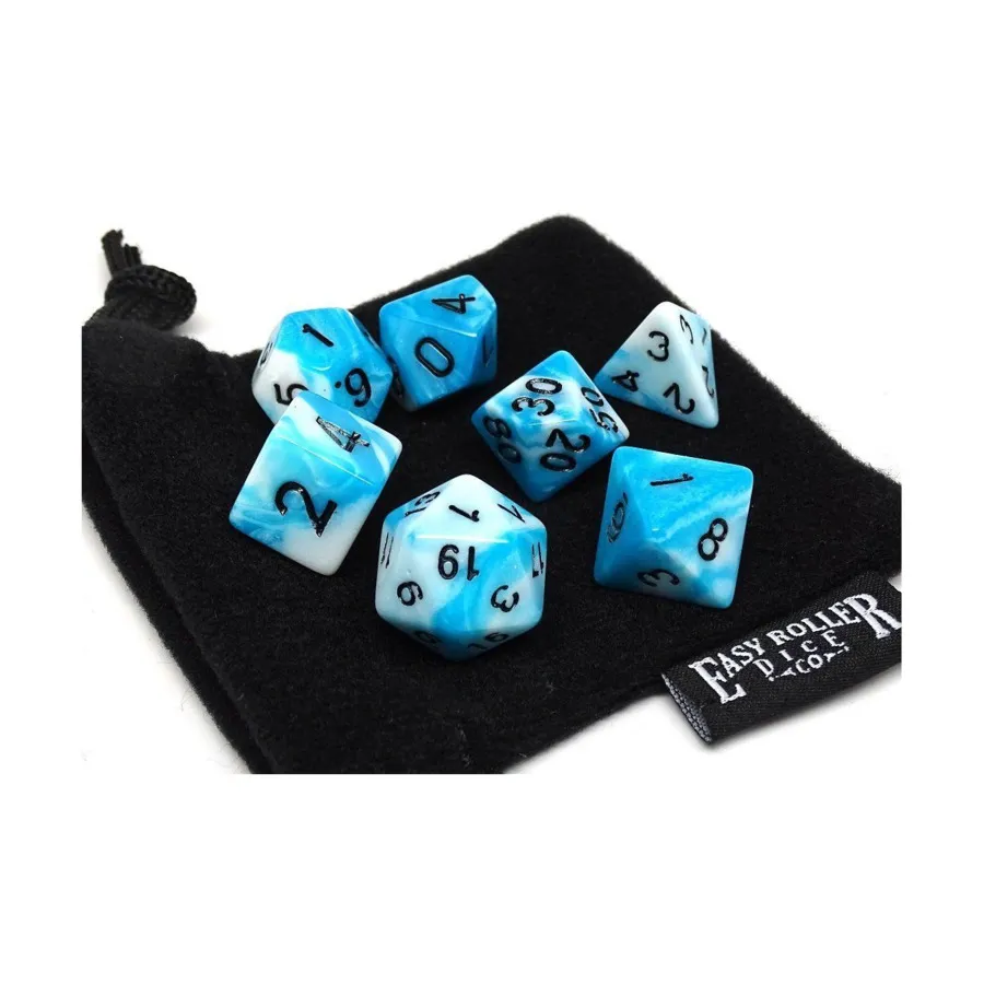 Голубой и белый водоворот с черным (7), Dice - 7 Piece Poly Sets - Marble/Swirl (Easy Roller Dice)
Голубой и белый водоворот с черным (7), Dice - 7 Piece Poly Sets - Marble/Swirl (Easy Roller Dice)