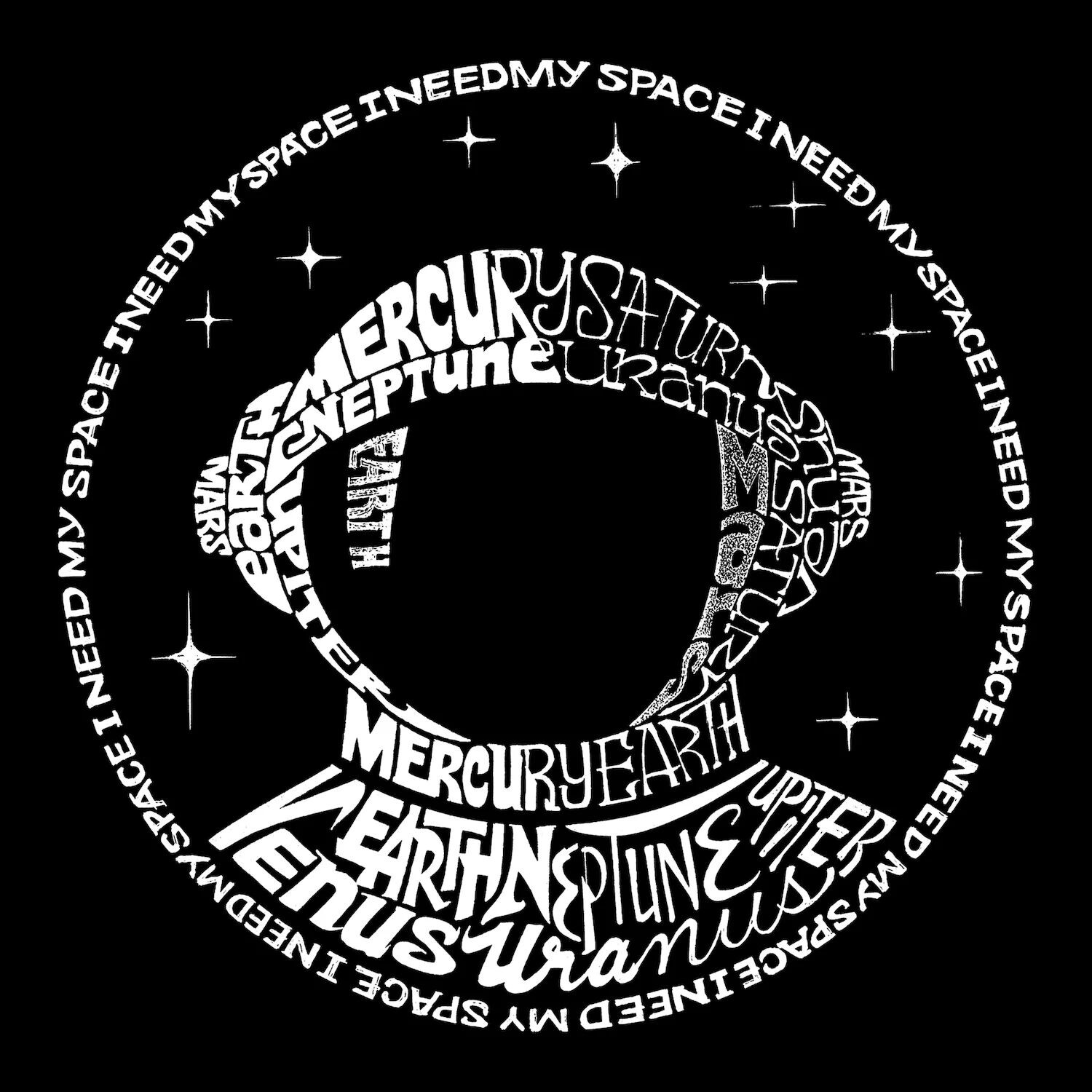Мне нужен мой космический астронавт — мужская футболка с рисунком Word Art LA Pop Art, черный
Мне нужен мой космический астронавт — мужская футболка с рисунком Word Art LA Pop Art, черный