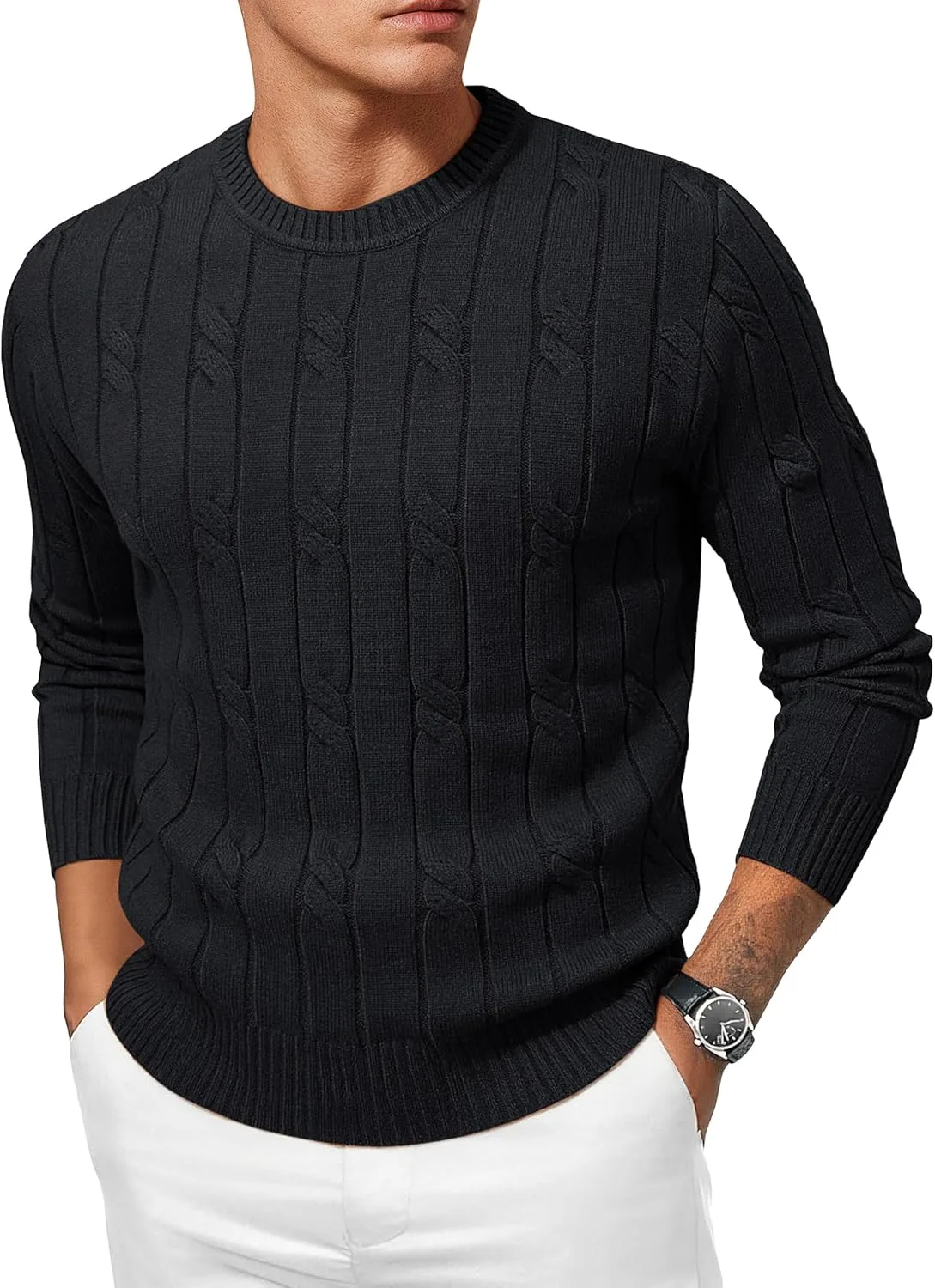 Cotrasen мужской свитер с косой вязкой
Cotrasen мужской свитер с косой вязкой