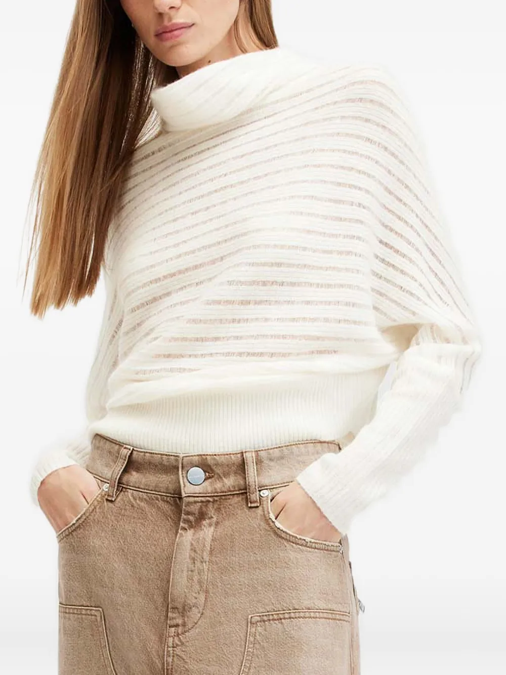 Полосатый свитер с высоким воротом Ridley AllSaints, белый
Полосатый свитер с высоким воротом Ridley AllSaints, белый