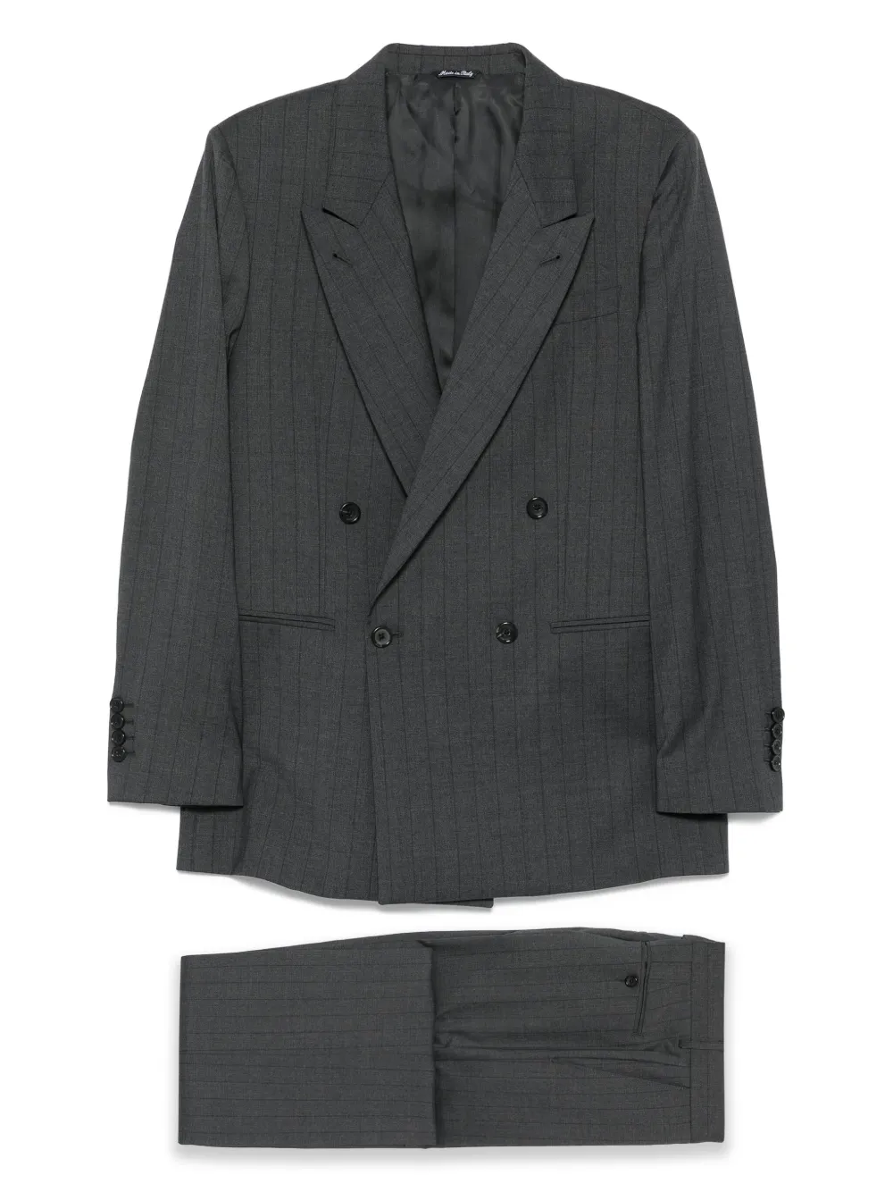 Костюм в тонкую полоску с двубортным пиджаком Reveres 1949, серый
Костюм в тонкую полоску с двубортным пиджаком Reveres 1949, серый