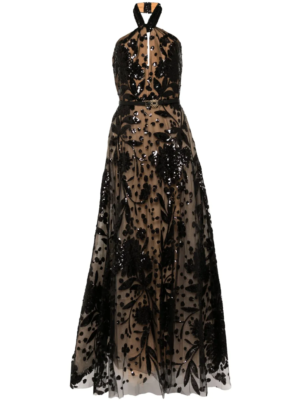 Платье с вырезом халтер и вышивкой Elie Saab, черный
Платье с вырезом халтер и вышивкой Elie Saab, черный