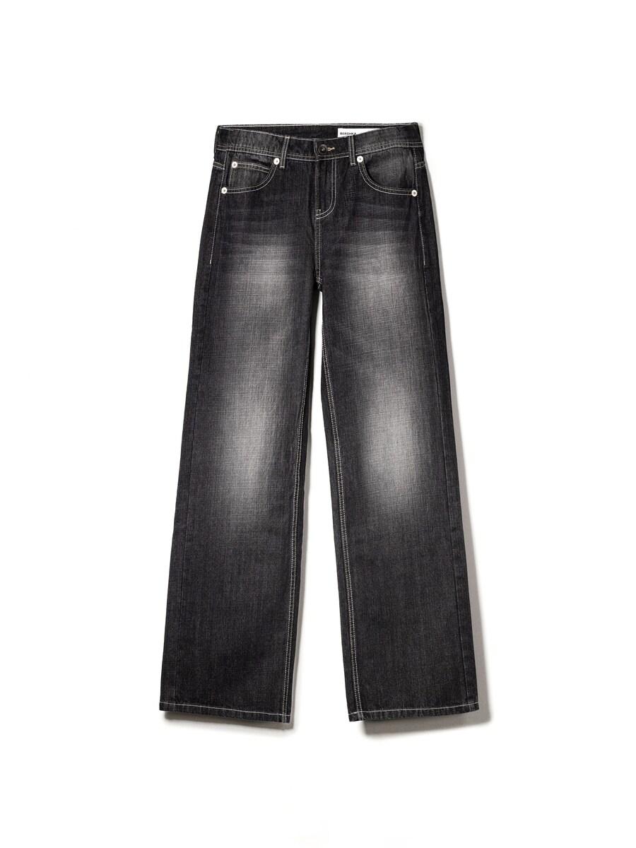 Джинсы с широкими штанинами Bershka, антрацит
Джинсы с широкими штанинами Bershka, антрацит