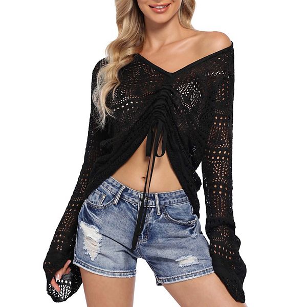 Женский вязаный топ с завязкой спереди и длинными рукавами Kojooin, Black
Женский вязаный топ с завязкой спереди и длинными рукавами Kojooin, Black