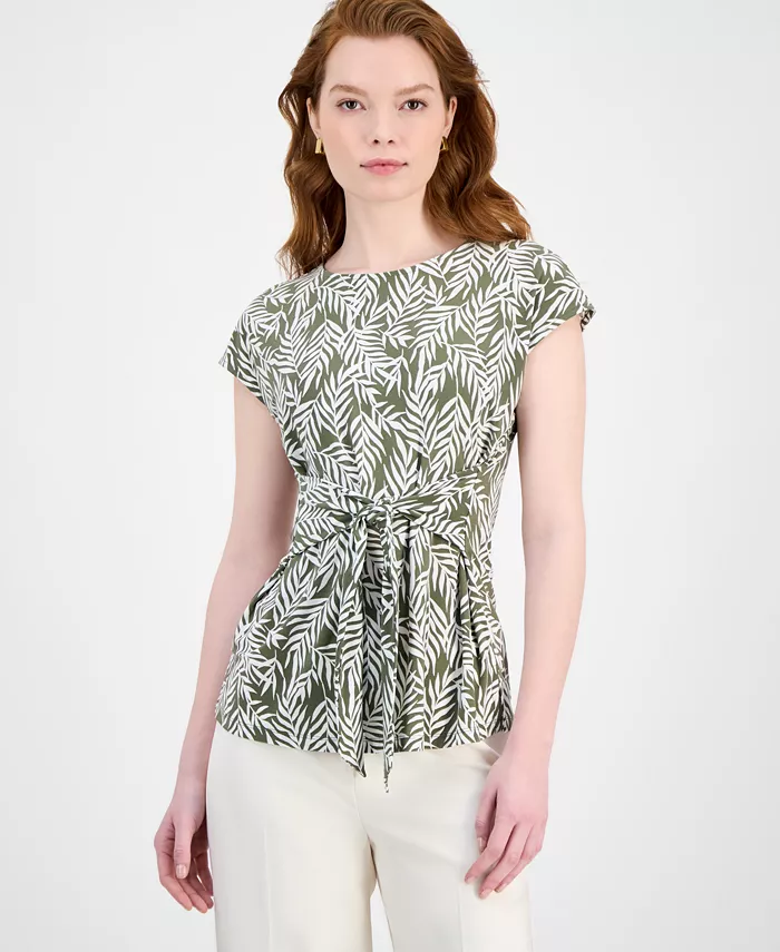 Женский топ с листочками, короткими рукавами и завязкой на талии Kasper, зеленый
Женский топ с листочками, короткими рукавами и завязкой на талии Kasper, зеленый