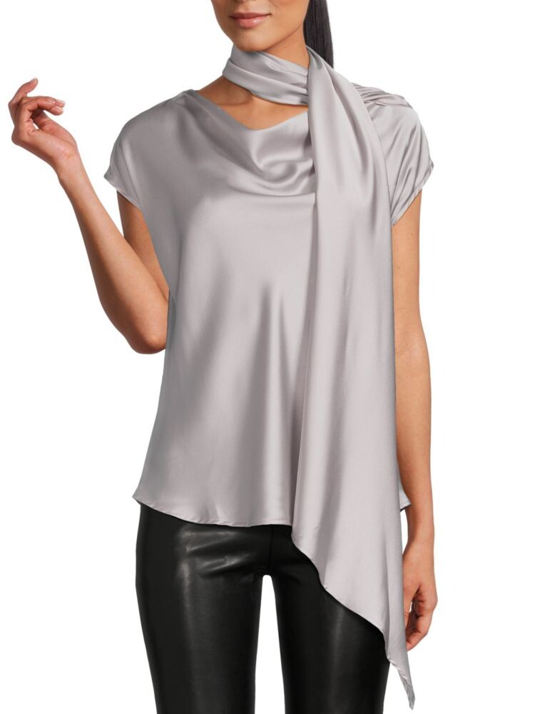 Атласный шарф с воротником-хомутом Renee C., серебро 
Атласный шарф с воротником-хомутом Renee C., серебро