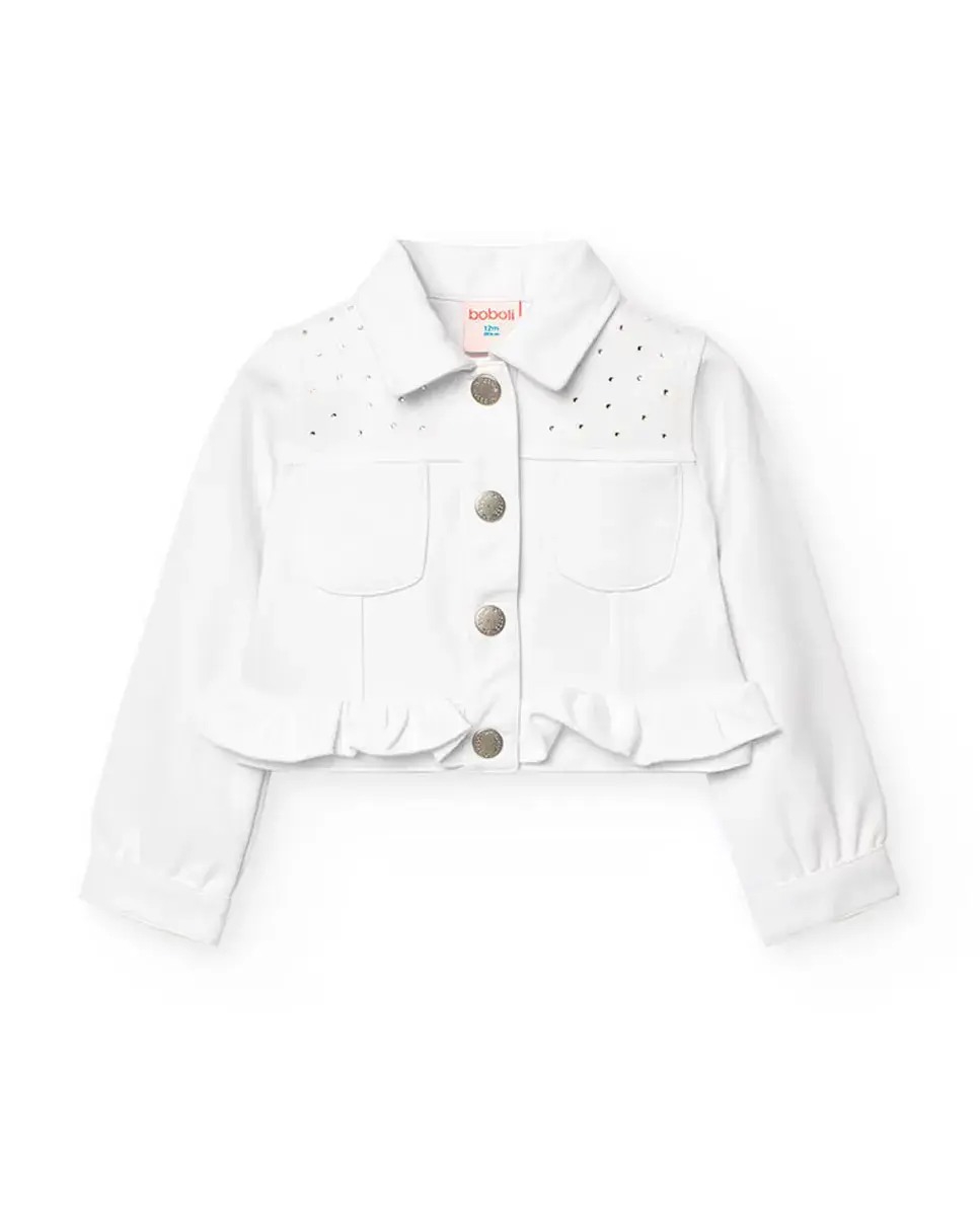 Пиджак для девочки с оборкой и металлическими пуговицами Boboli, белый
Пиджак для девочки с оборкой и металлическими пуговицами Boboli, белый