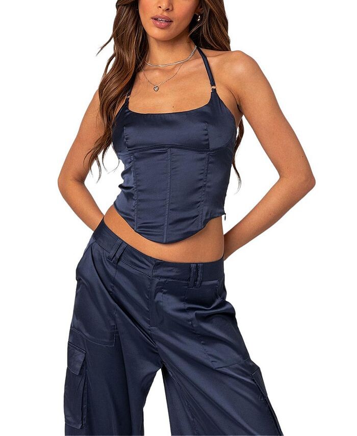 Атласный корсет на шнуровке Edikted Kelsey, синий
Атласный корсет на шнуровке Edikted Kelsey, синий