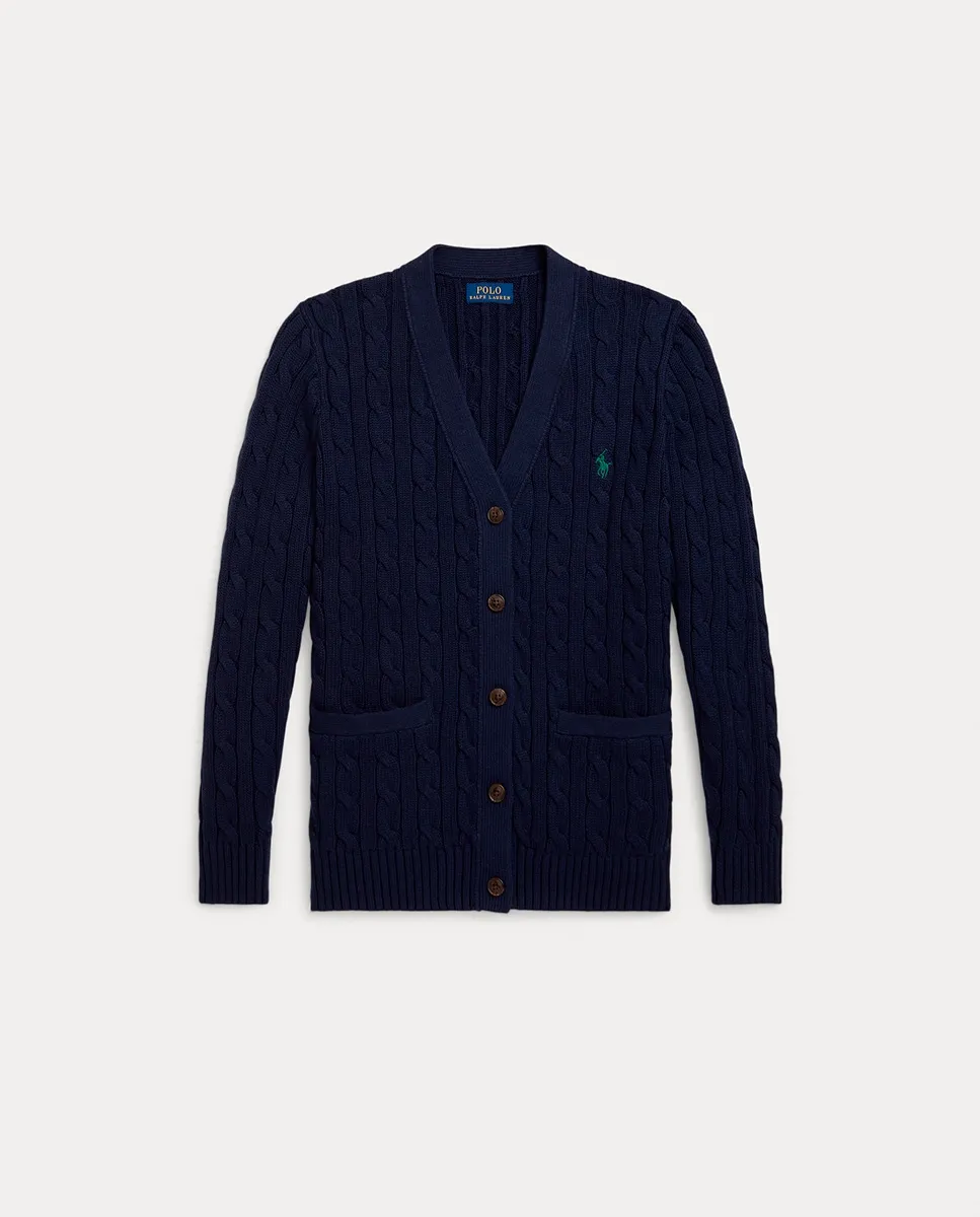 Детский кардиган из хлопка с вязкой «коса» Polo Ralph Lauren, темно-синий
Детский кардиган из хлопка с вязкой «коса» Polo Ralph Lauren, темно-синий