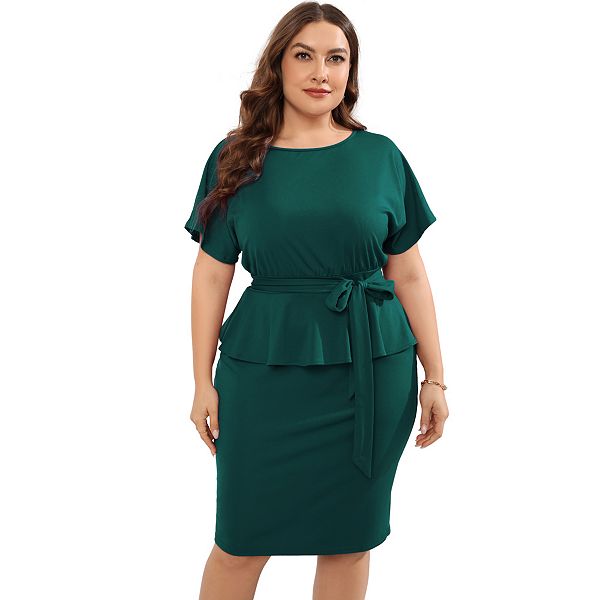 Женское платье-футляр миди с баской для офиса и вечеринок plus size Clearflower, Dark Green
Женское платье-футляр миди с баской для офиса и вечеринок plus size Clearflower, Dark Green