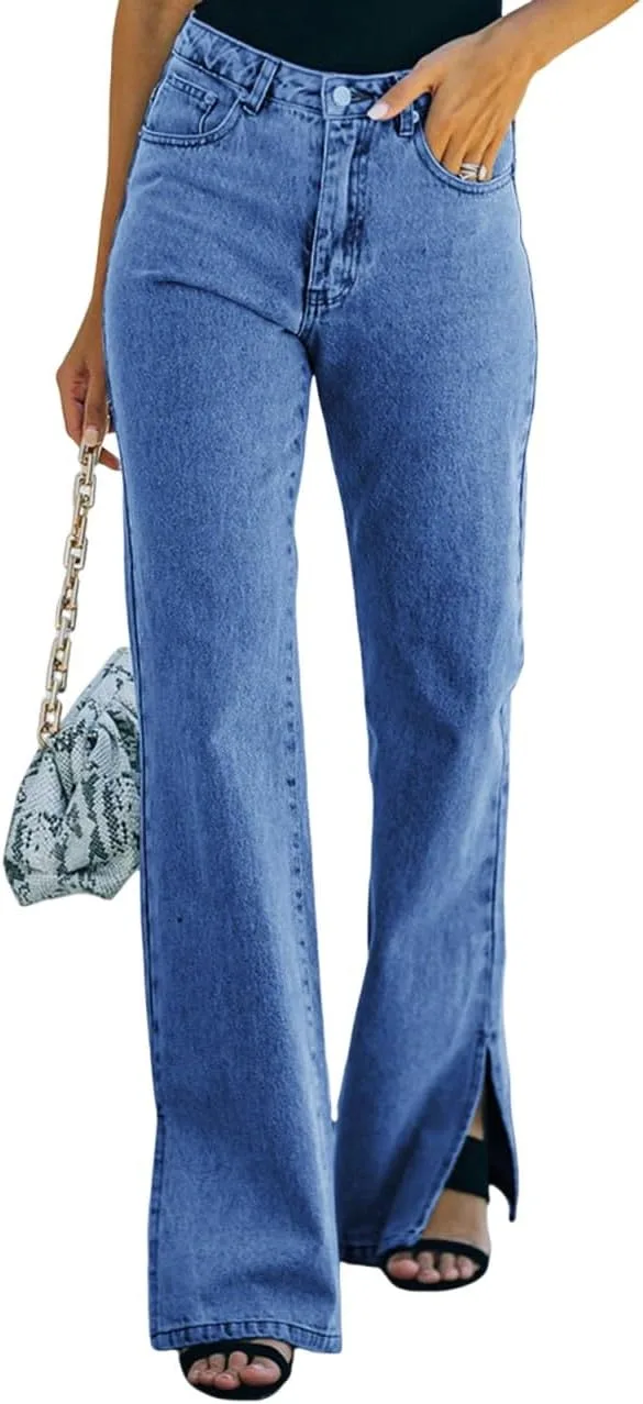 Женские джинсы с высокой талией и прямыми штанинами
Женские джинсы с высокой талией и прямыми штанинами