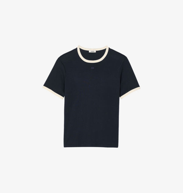 Футболка из хлопкового джерси с фирменной контрастной отделкой Sandro, синий
Футболка из хлопкового джерси с фирменной контрастной отделкой Sandro, синий