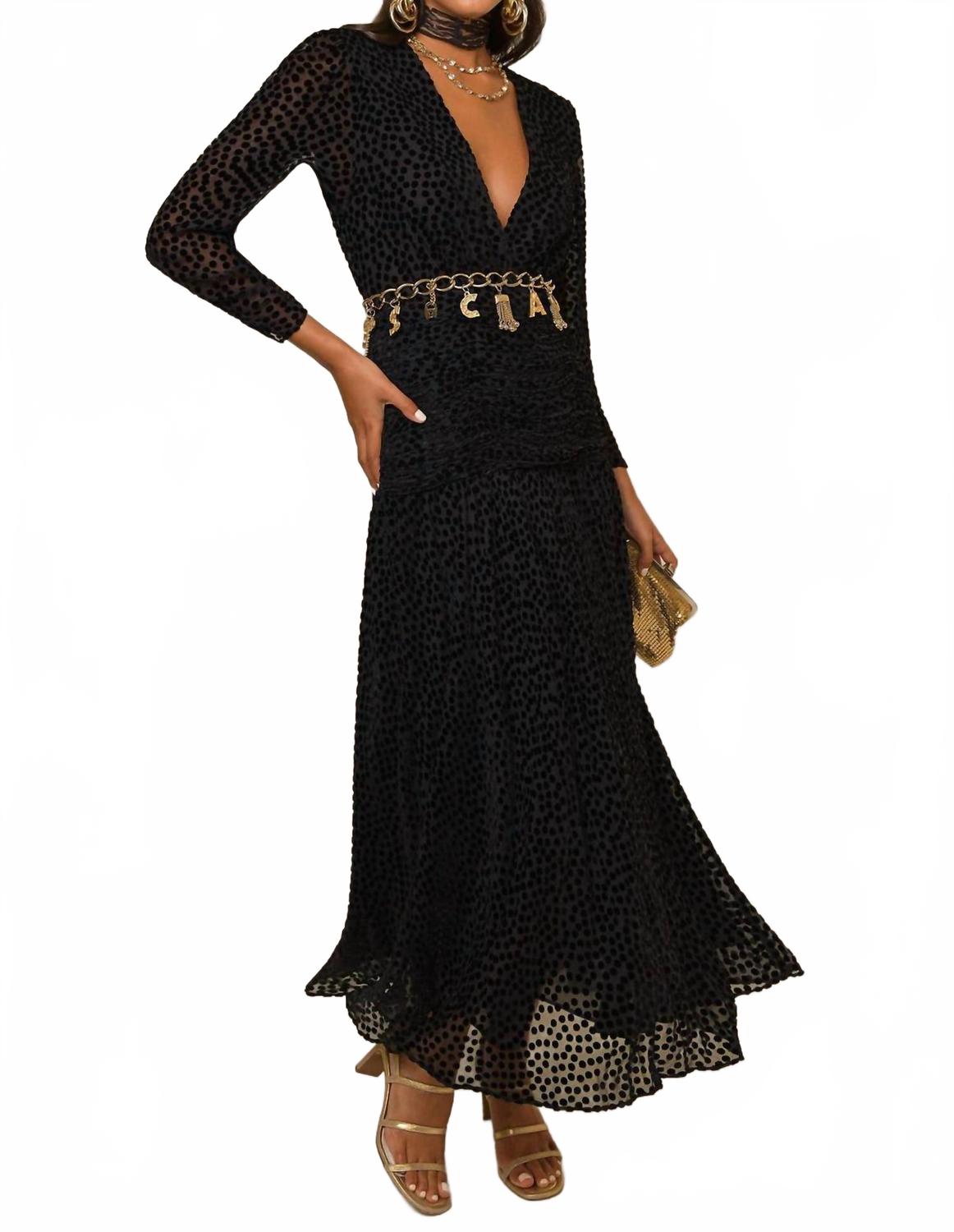 Платье Racquel в черную гороховую точку с эффектом выгорания Rixo
Платье Racquel в черную гороховую точку с эффектом выгорания Rixo