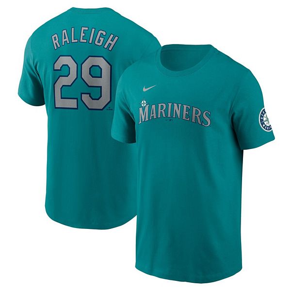 Мужская футболка Cal Raleigh Aqua Seattle Mariners с именем и номером Nike
Мужская футболка Cal Raleigh Aqua Seattle Mariners с именем и номером Nike