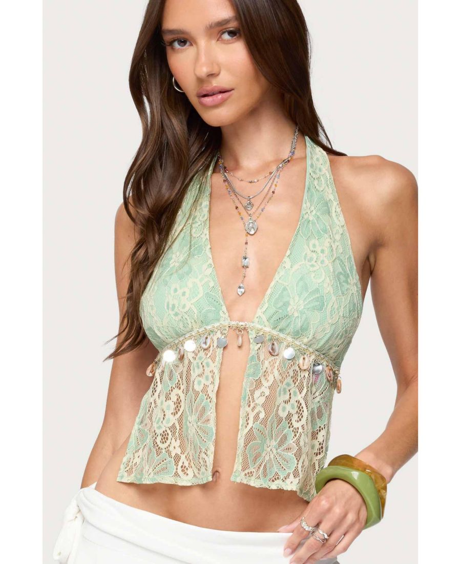 Женский кружевной топ с разрезом спереди и открытой спиной Edikted, Green
Женский кружевной топ с разрезом спереди и открытой спиной Edikted, Green