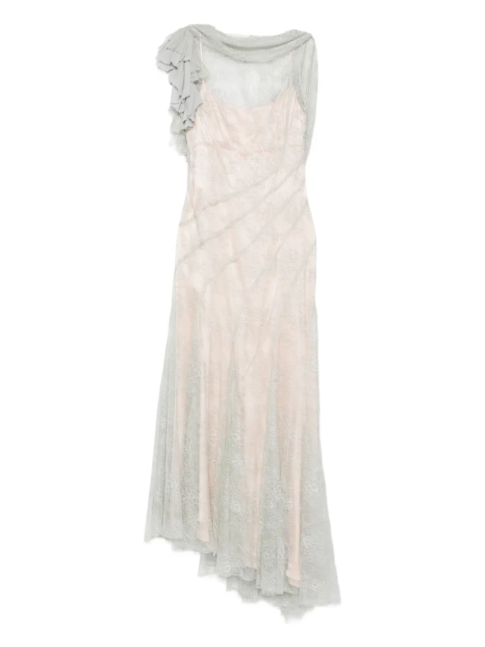 Кружевное асимметричное платье с оборками на рукавах Alberta Ferretti, зеленый
Кружевное асимметричное платье с оборками на рукавах Alberta Ferretti, зеленый