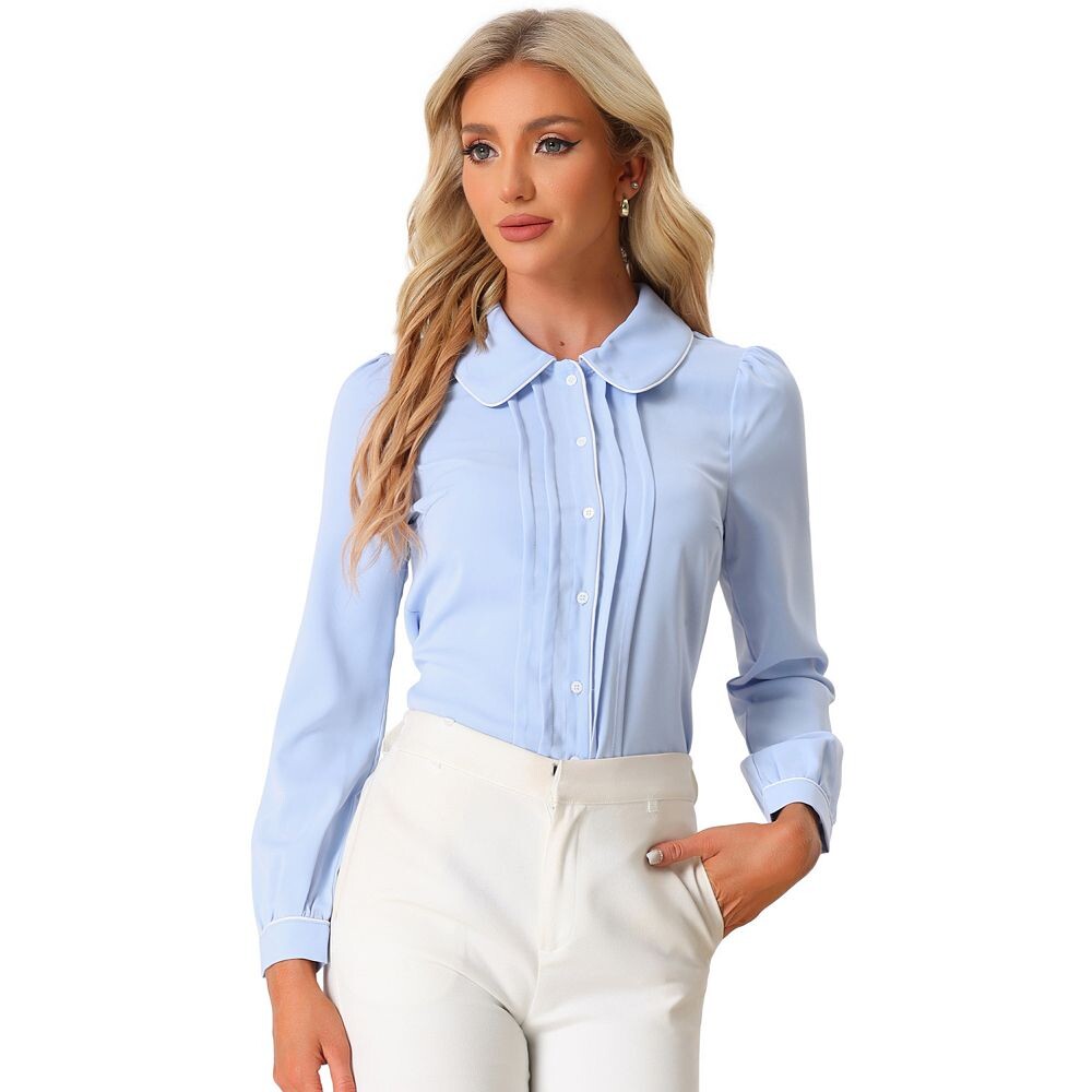 Женская рабочая блузка с воротником Питера Пэна и рубашка на пуговицах ALLEGRA K, цвет Light Blue
Женская рабочая блузка с воротником Питера Пэна и рубашка на пуговицах ALLEGRA K, цвет Light Blue