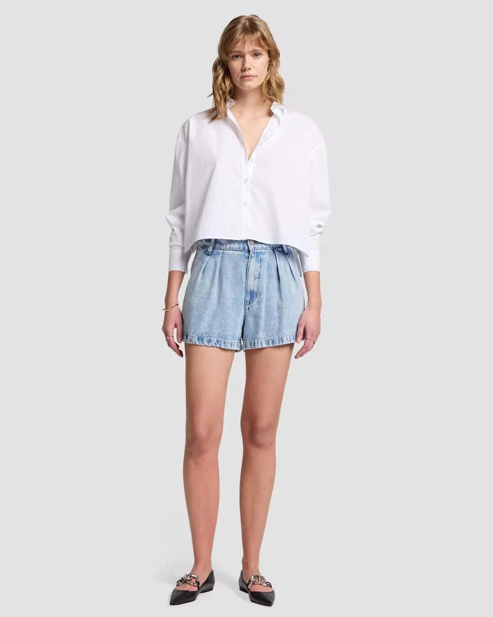 Джинсовые шорты с завышенной талией 7 For all mankind, светло-голубой
Джинсовые шорты с завышенной талией 7 For all mankind, светло-голубой