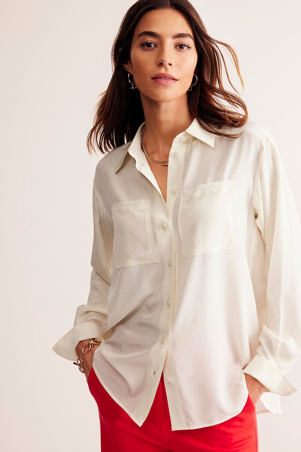 Шелковая рубашка цвета сиенны Boden, бежевый
Шелковая рубашка цвета сиенны Boden, бежевый