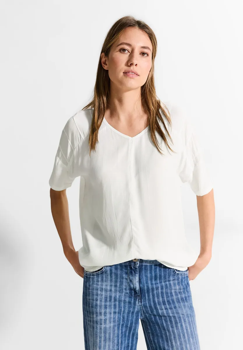 Блузка Cecil с короткими рукавами и V-образным вырезом, белый
Блузка Cecil с короткими рукавами и V-образным вырезом, белый