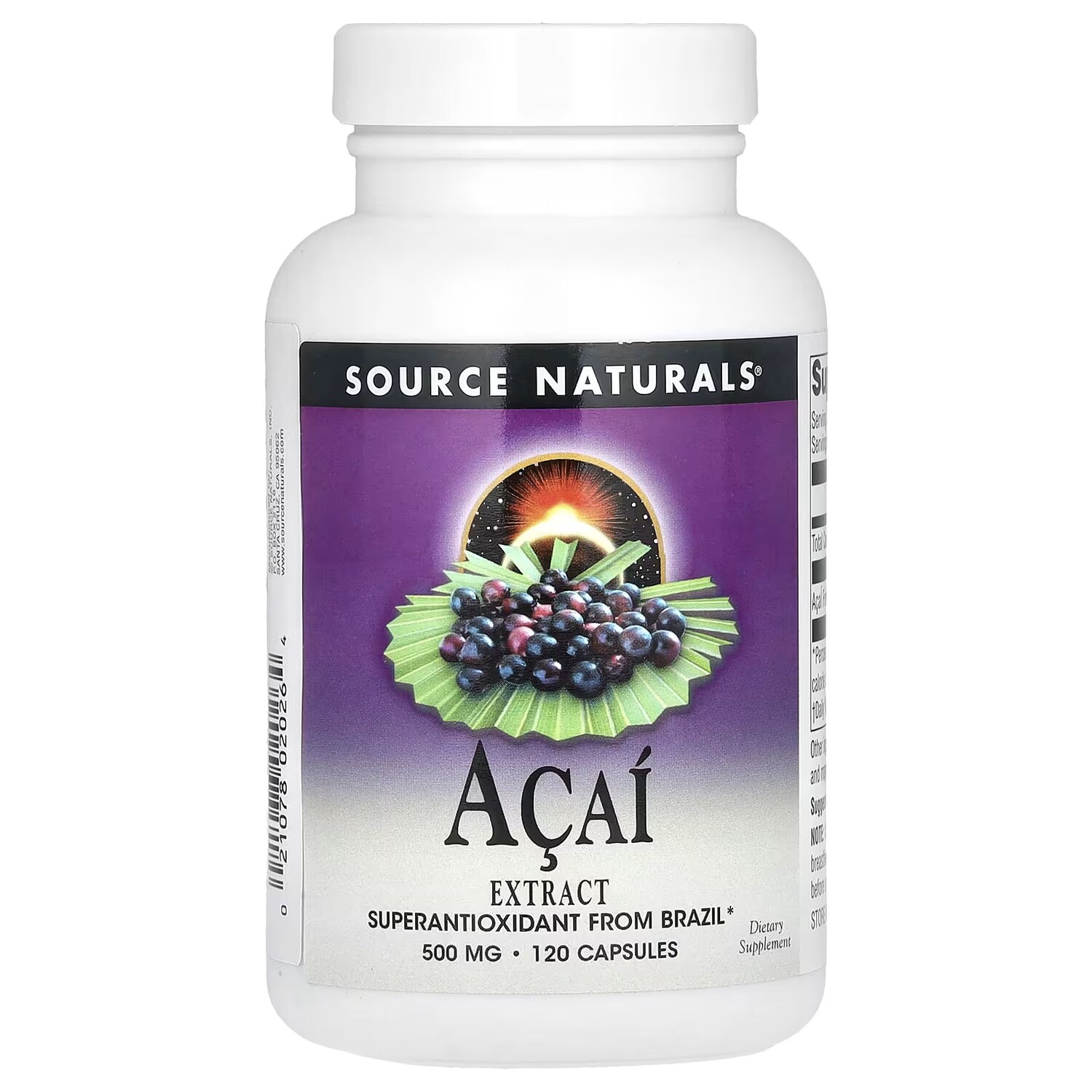 Экстракт асаи Source Naturals 500 мг, 120 капсул
Экстракт асаи Source Naturals 500 мг, 120 капсул