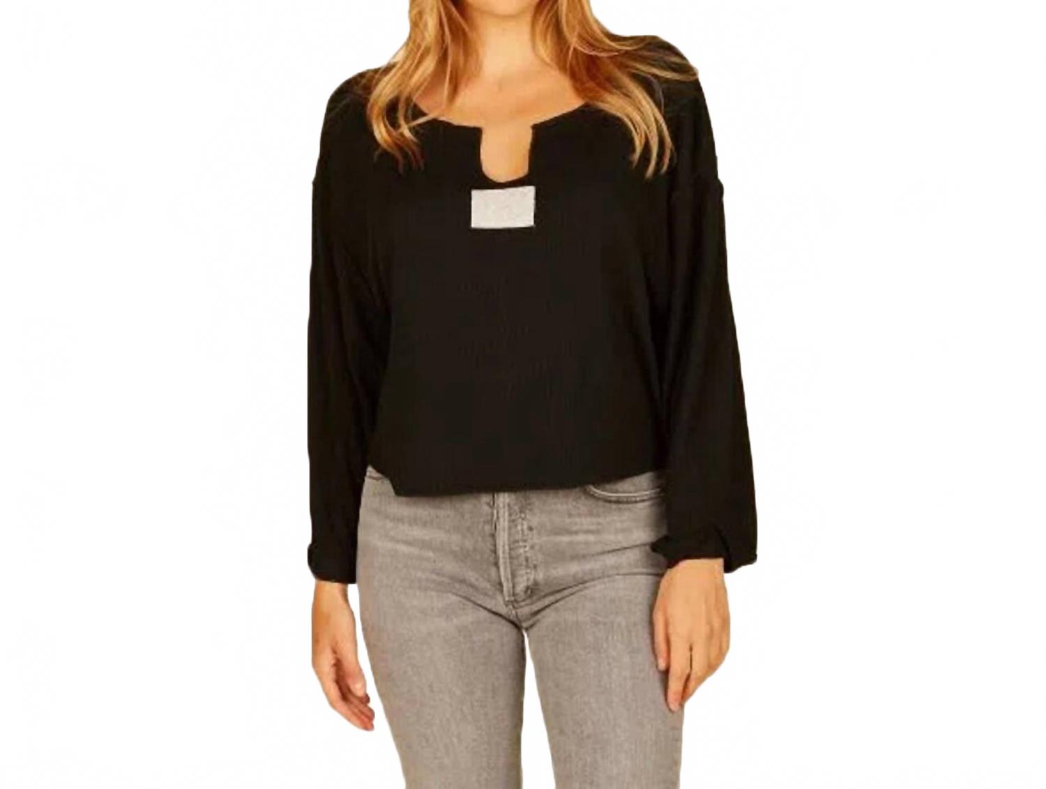 Vintage Havana Топ с вырезом-лодочкой и нашивкой, с длинными рукавами, черный
Vintage Havana Топ с вырезом-лодочкой и нашивкой, с длинными рукавами, черный