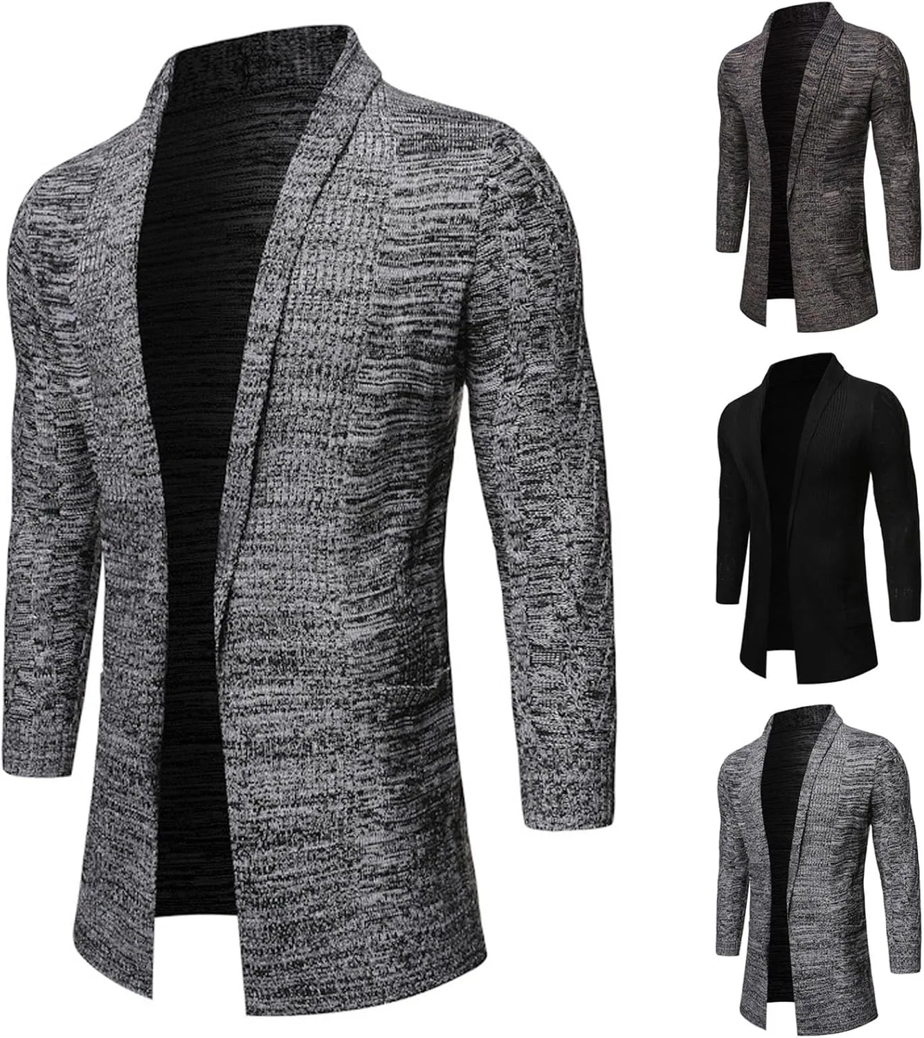 Мужской кардиган с воротником шаль и длинными рукавами
Мужской кардиган с воротником шаль и длинными рукавами