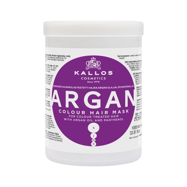 Маска для окрашенных волос с аргановым маслом и пантенолом, 1000 мл Kallos Argan colour 
Маска для окрашенных волос с аргановым маслом и пантенолом, 1000 мл Kallos Argan colour